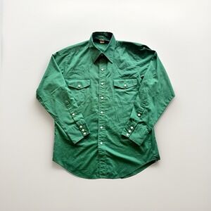 Vintage Malco Modes Green Pearl Snap Western Shirt Men's 16 33 USA